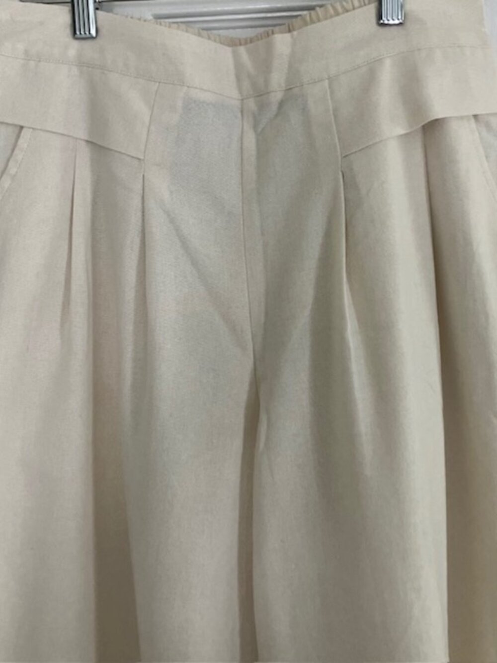 Women's wide leg cropped cotton pants S L cream - Picture 3 of 5